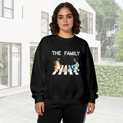 The Family Bluey Abbey Road Parody Cartoon Crewneck Sweatshirt