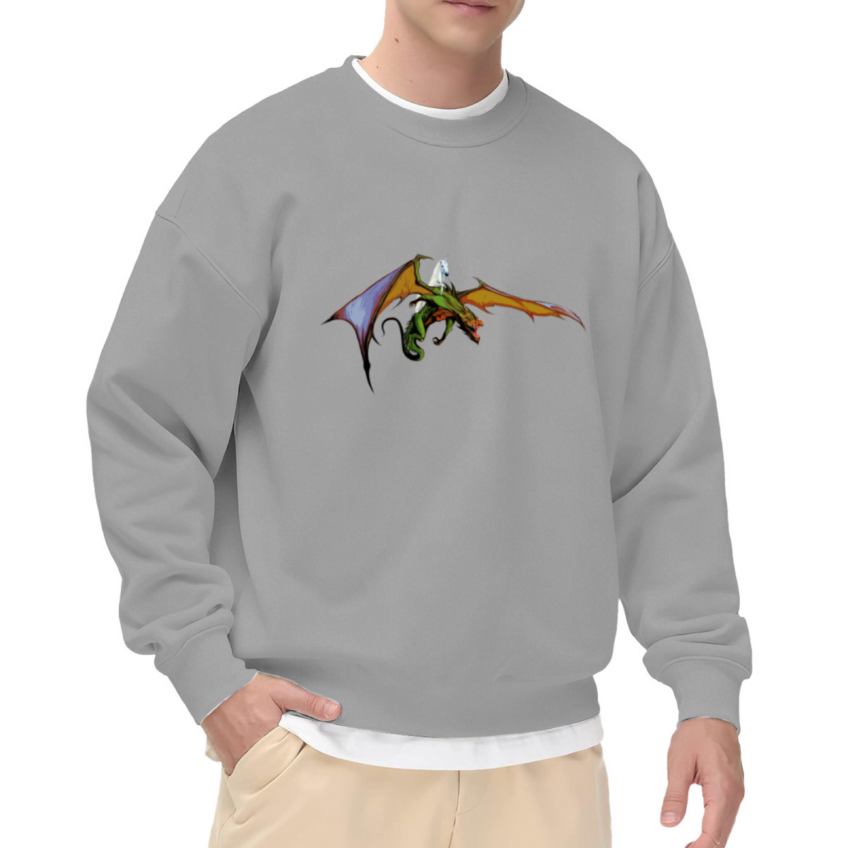 Epic Dragon Rider Fantasy Art Crew Neck Sweatshirt