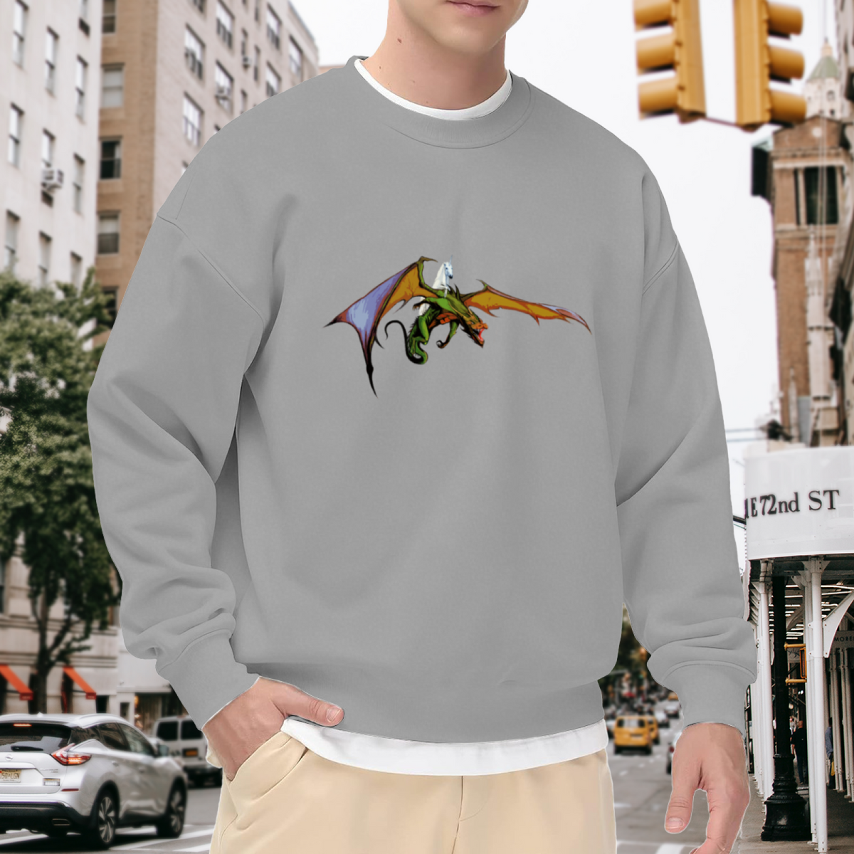Epic Dragon Rider Fantasy Art Crew Neck Sweatshirt