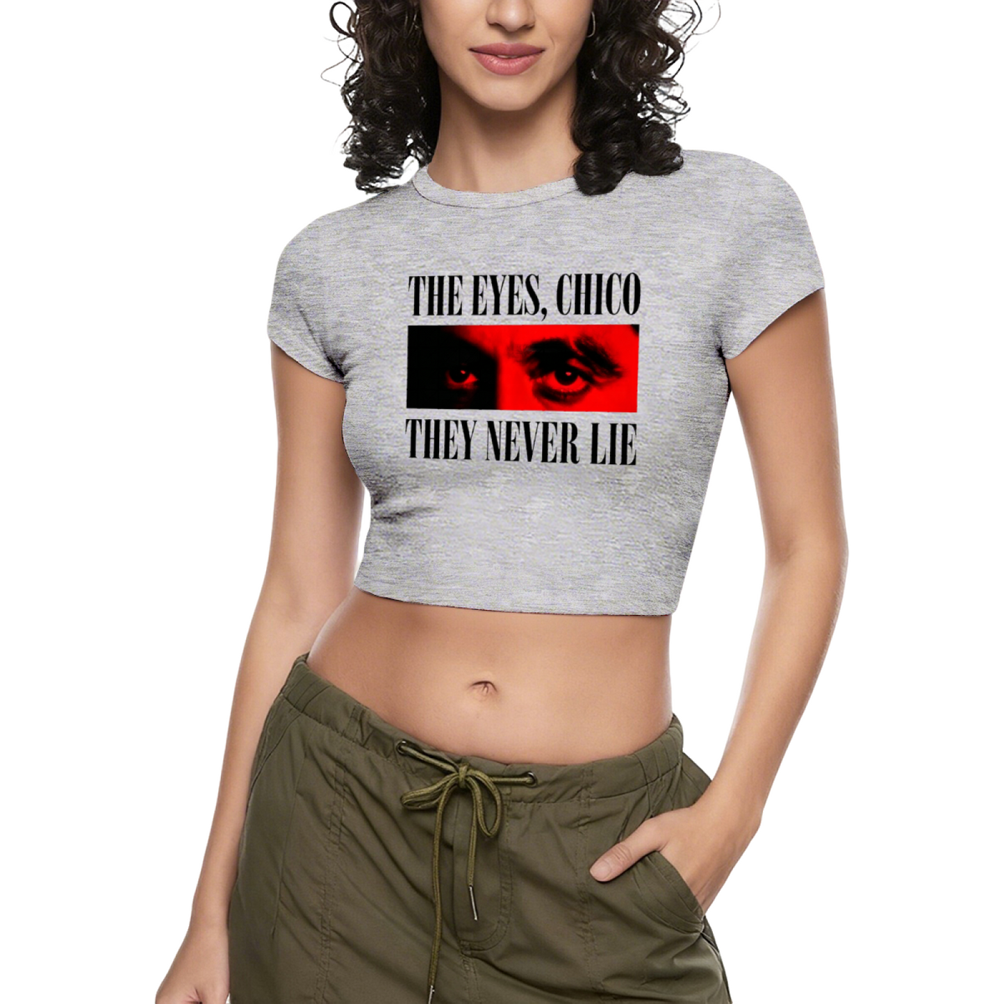 Scarface Classic Quote The Eyes Chico White Crop Tee ¨C Retro Movie Fan Top 12.