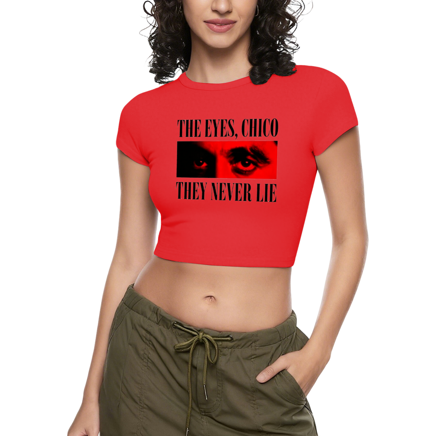 Scarface Classic Quote The Eyes Chico White Crop Tee ¨C Retro Movie Fan Top 12.