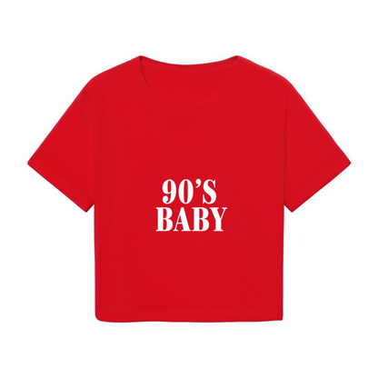 Retro 90¡¯s  Bold Red Crop Top ¨C Y2K Nostalgia Statement Tee