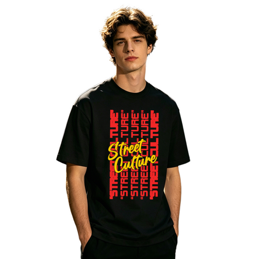 Men's Stacked Street Culture Text Hip Hop Urban Graphic Tee