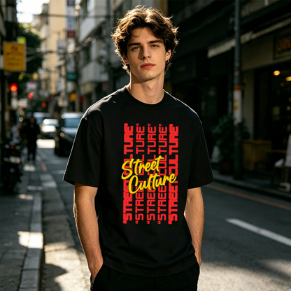 Men's Stacked Street Culture Text Hip Hop Urban Graphic Tee