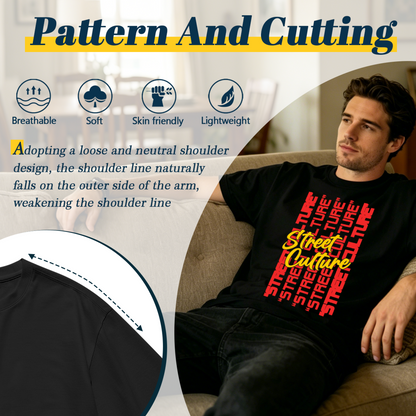 Men's Stacked Street Culture Text Hip Hop Urban Graphic Tee
