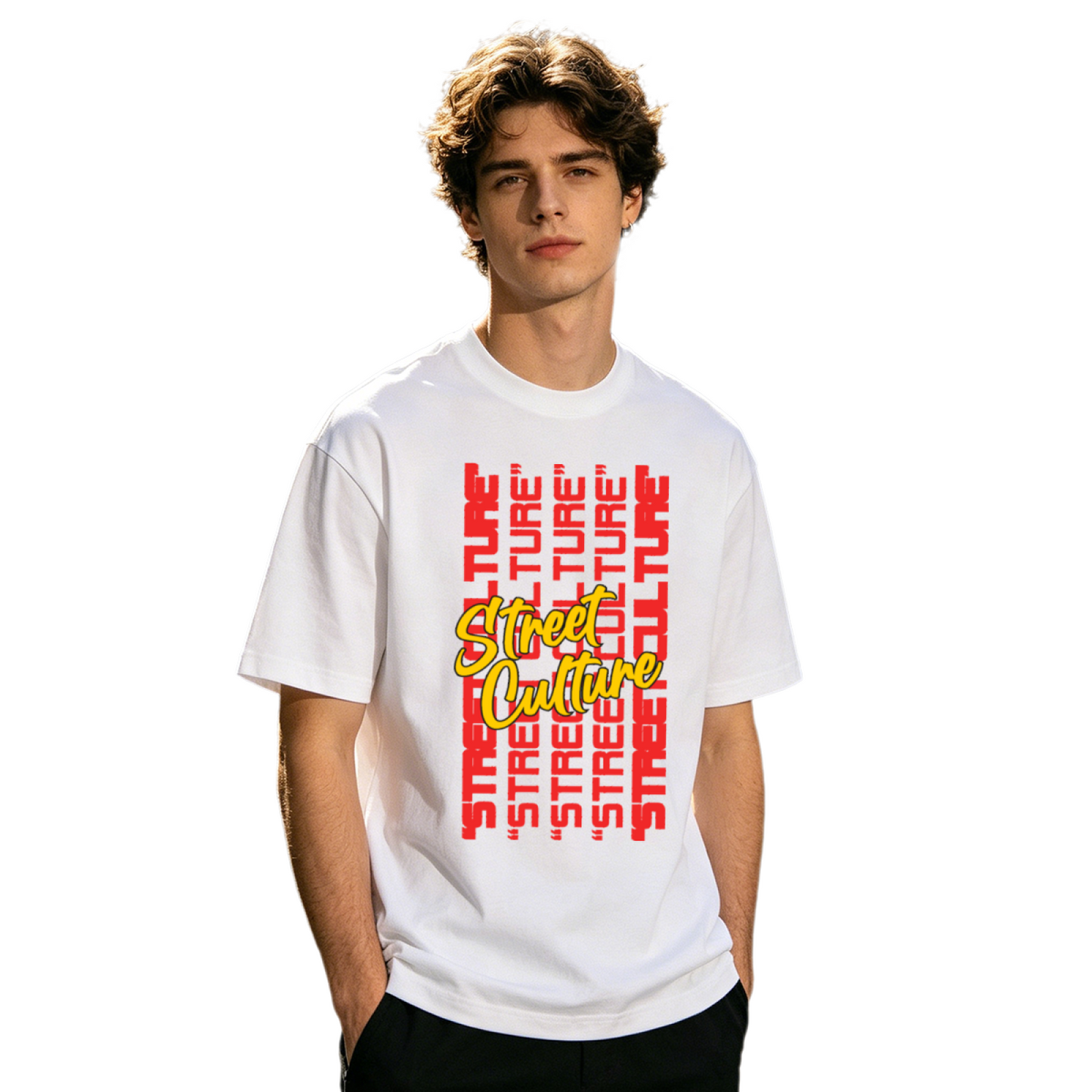 Men's Stacked Street Culture Text Hip Hop Urban Graphic Tee