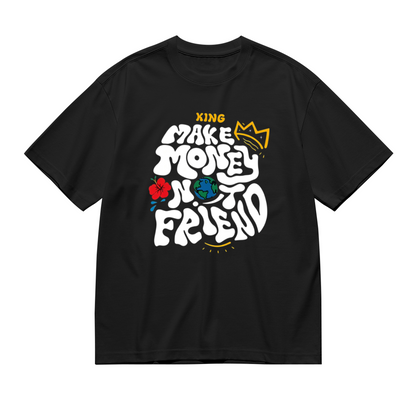 Men's Make Money Not Friends Graffiti Crown Streetwear Graphic T-Shirt