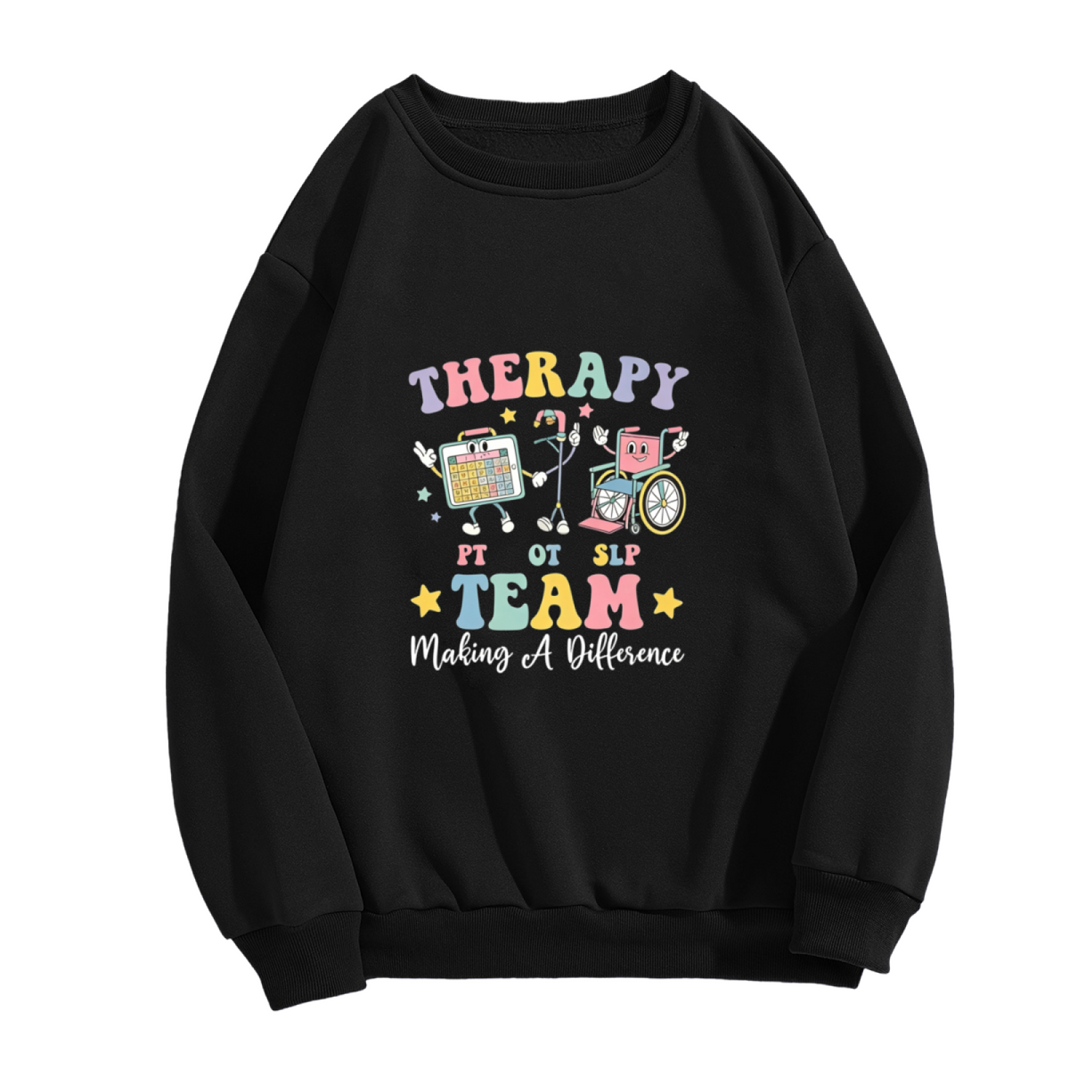 Therapy Team PT OT SLP Cute Groovy Graphic Crewneck Sweatshirt