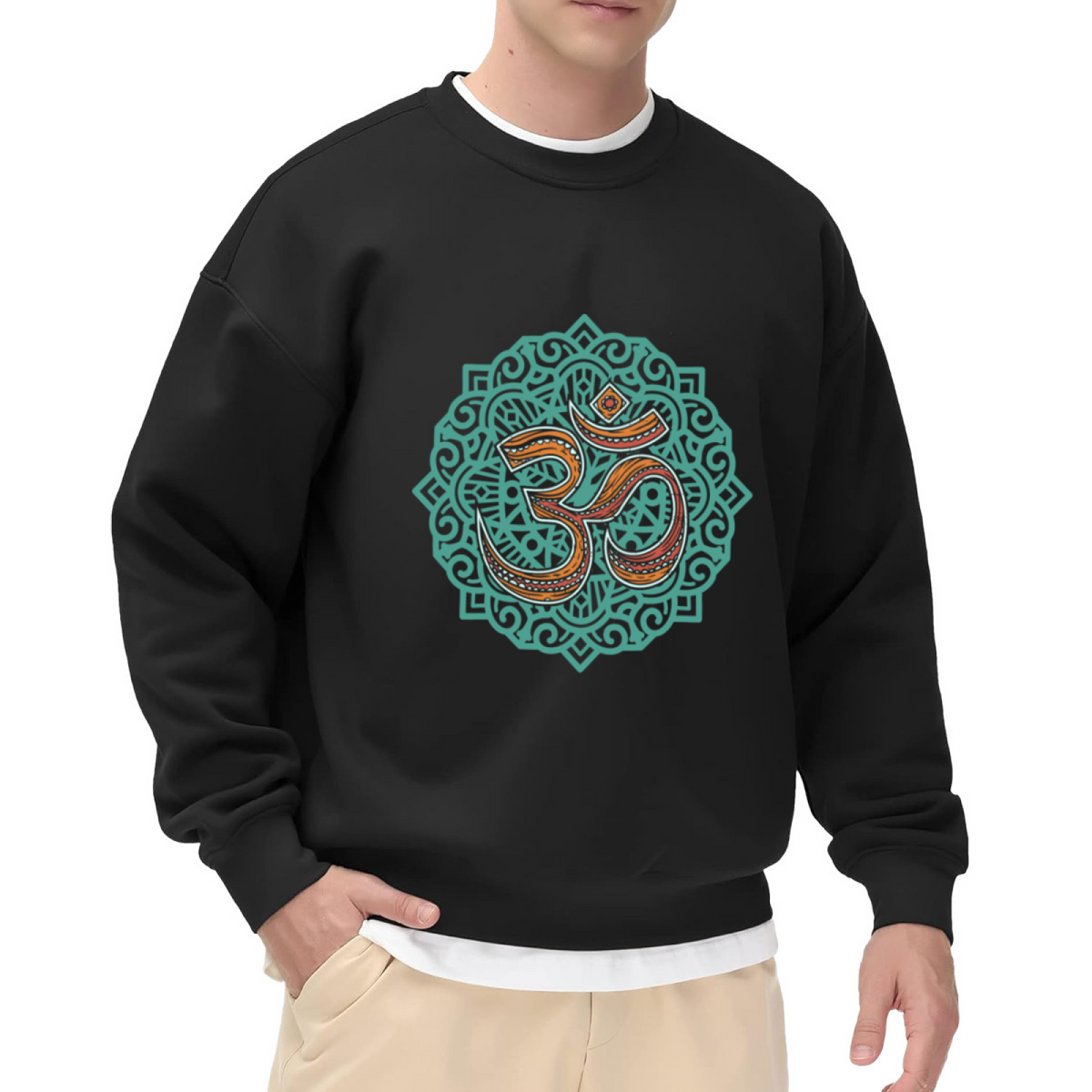 Om Symbol Mandala Spiritual Meditation Yoga Lover Crewneck Sweatshirt