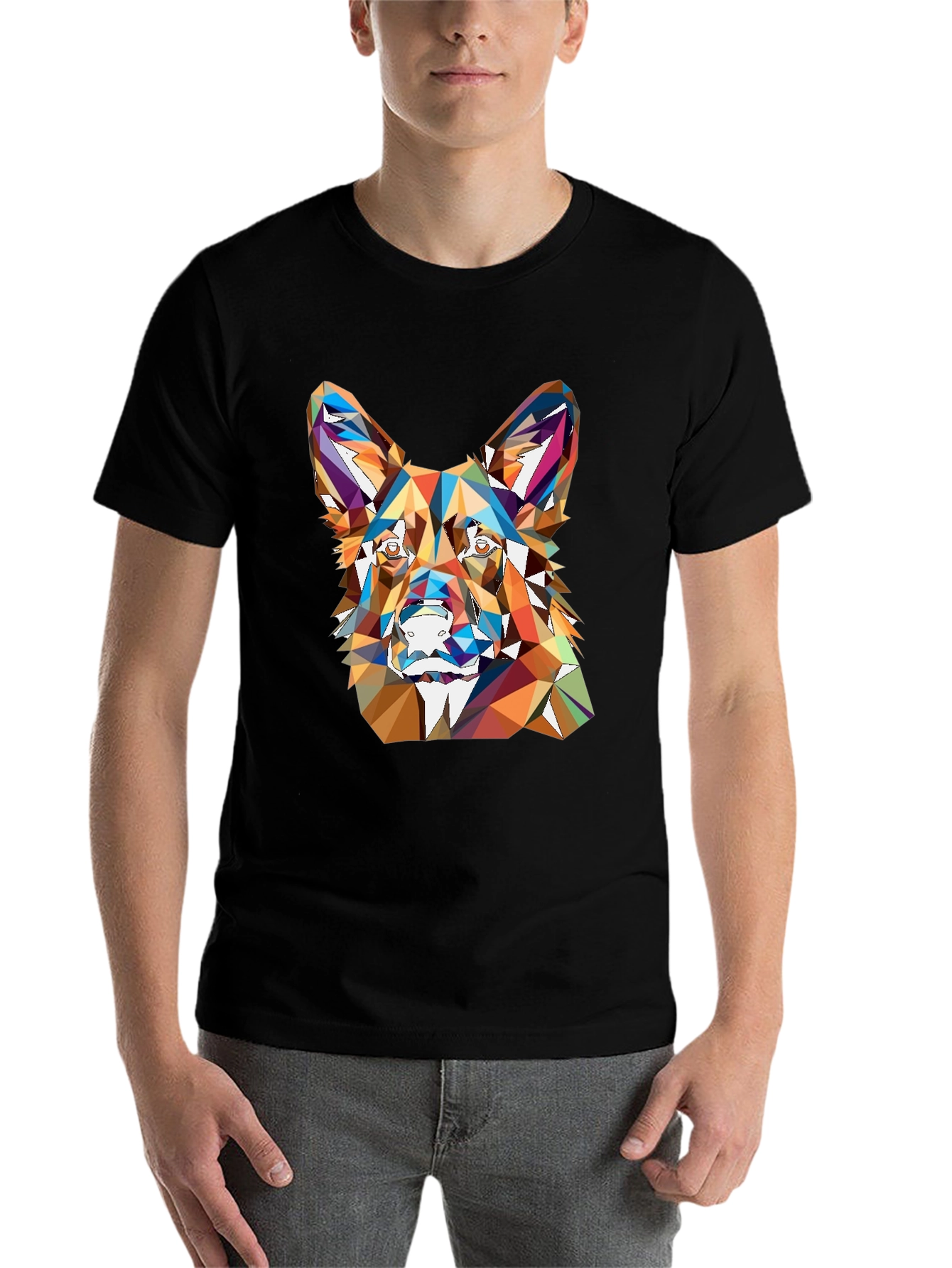Geometric Dog Head Graphic T-Shirt