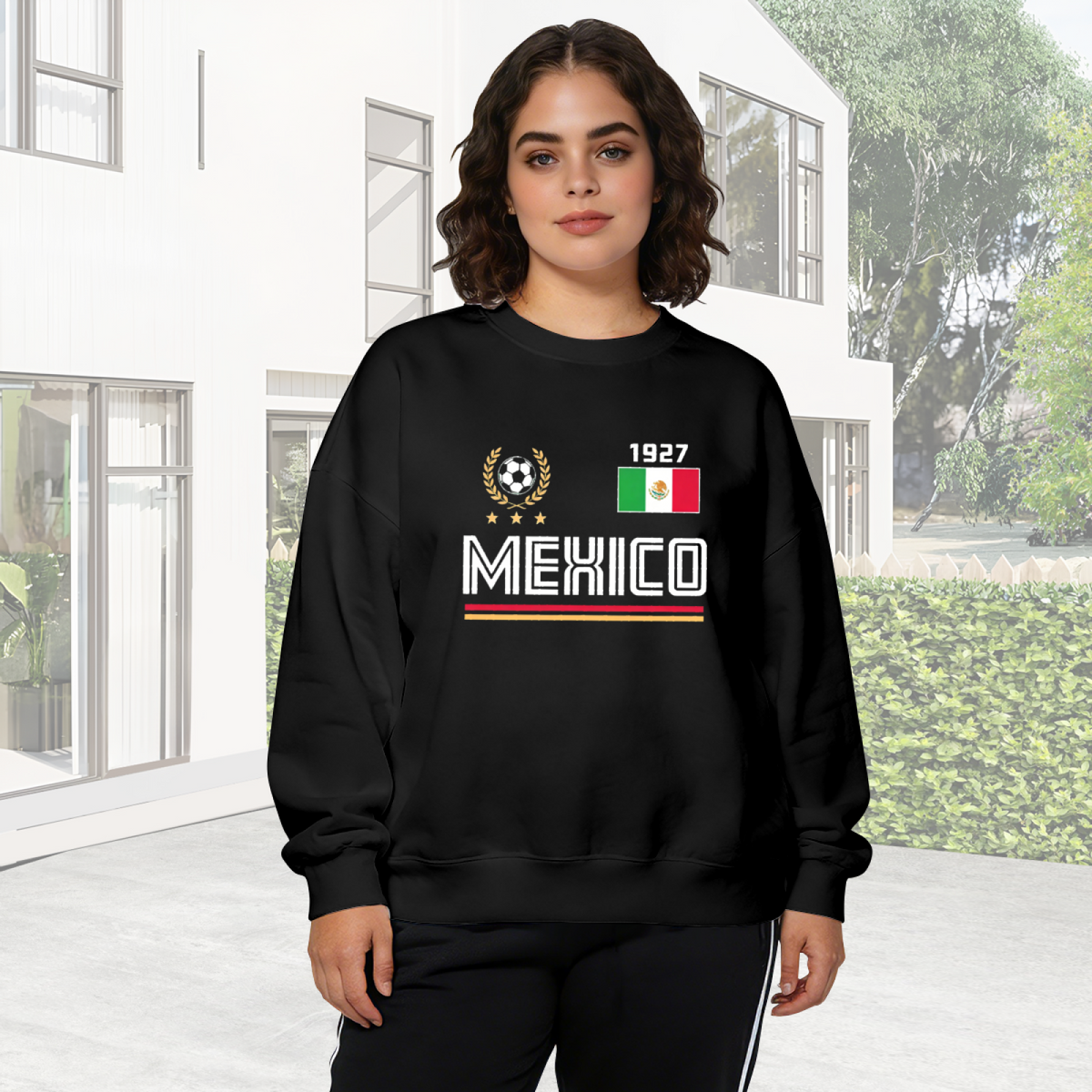 Mexico National Soccer Team 1927 Retro Sport Crewneck Sweatshirt (Black)