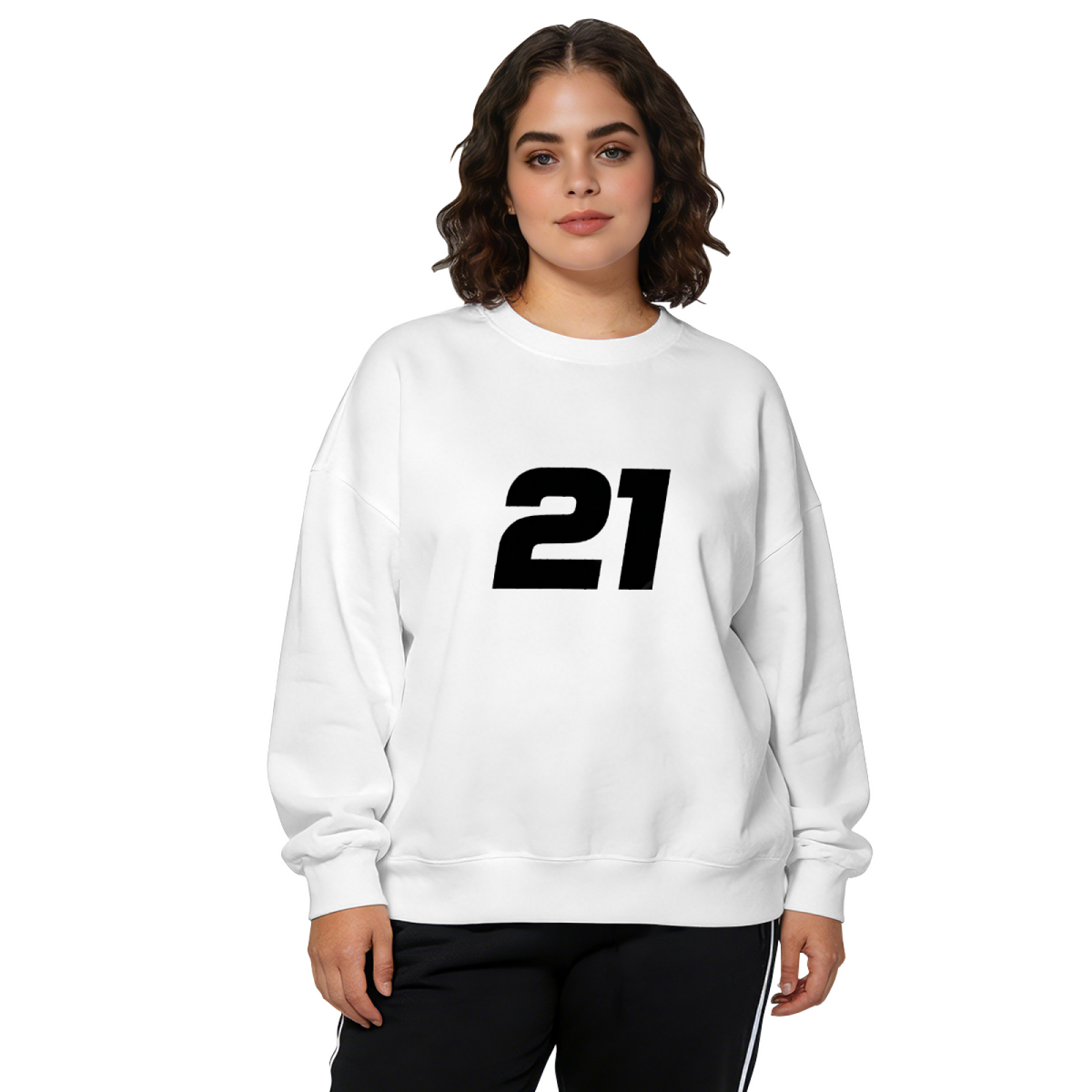 Bold Simple Number 21 Sporty Crewneck Sweatshirt
