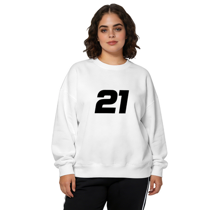Bold Simple Number 21 Sporty Crewneck Sweatshirt