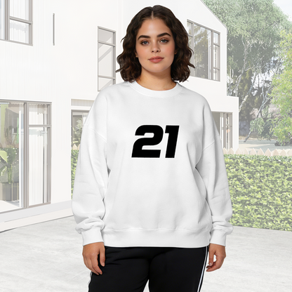 Bold Simple Number 21 Sporty Crewneck Sweatshirt