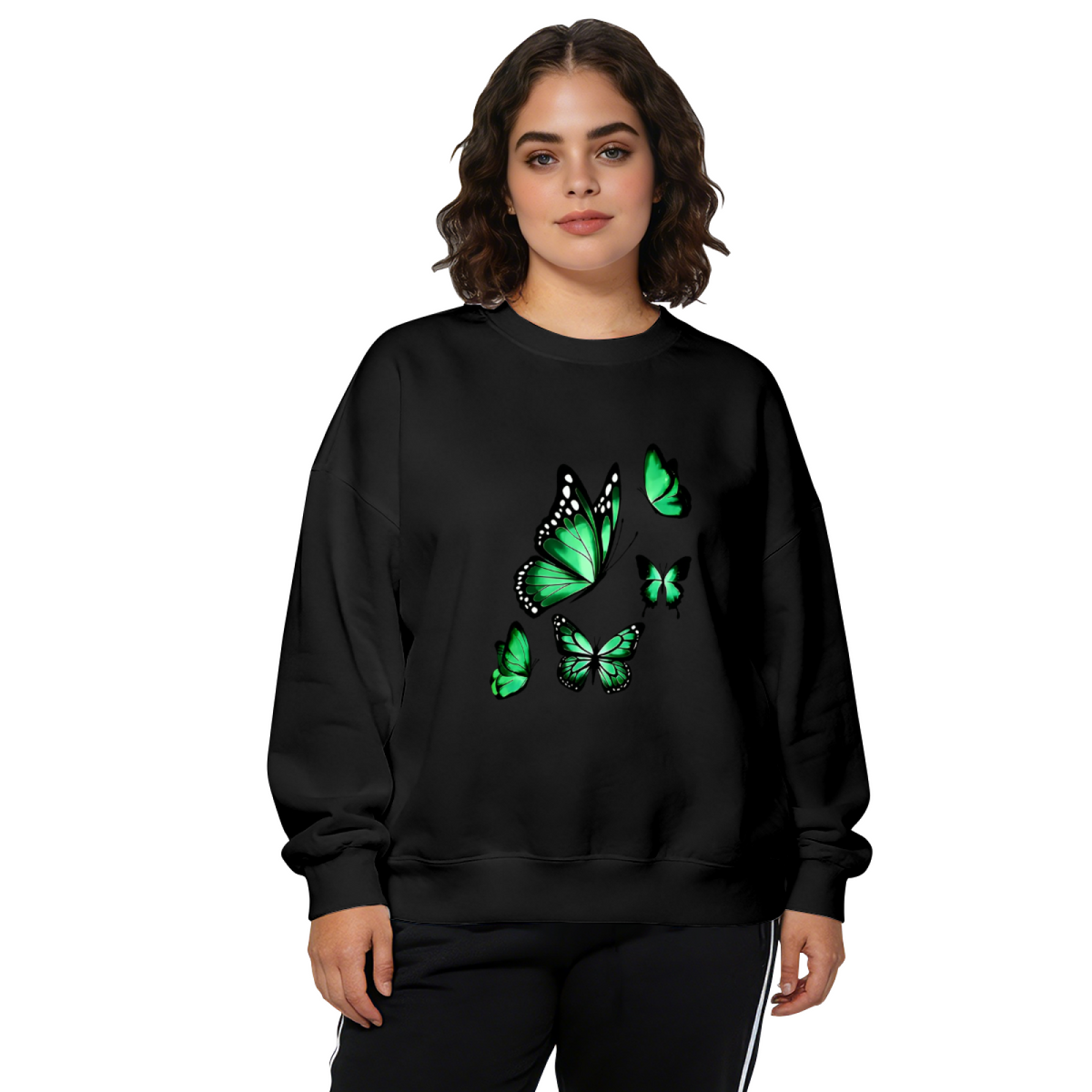 Vibrant Green Monarch Butterflies Art Print Crewneck Sweatshirt