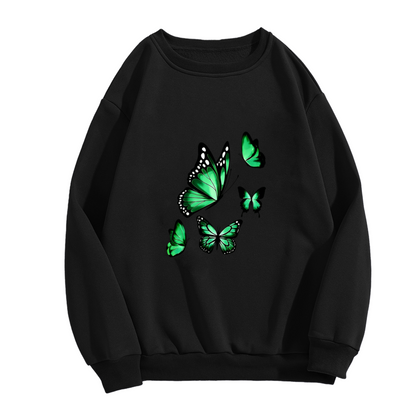 Vibrant Green Monarch Butterflies Art Print Crewneck Sweatshirt