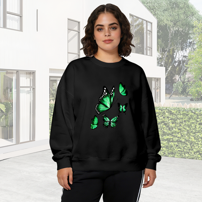 Vibrant Green Monarch Butterflies Art Print Crewneck Sweatshirt