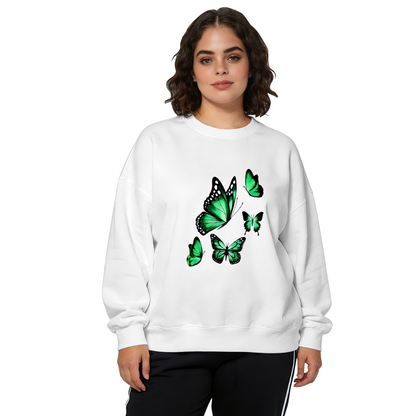 Vibrant Green Monarch Butterflies Art Print Crewneck Sweatshirt