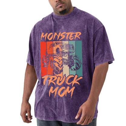 Retro Monster Truck Mom Vintage Striped Graphic T-Shirt