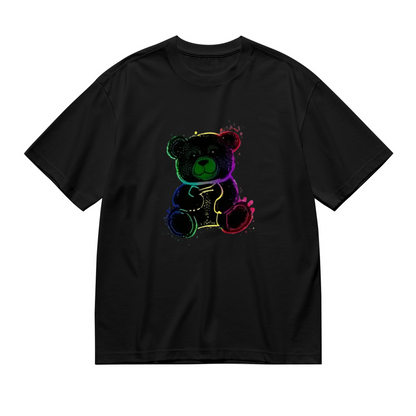 Neon Rainbow Splash Cute Teddy Bear Casual Top