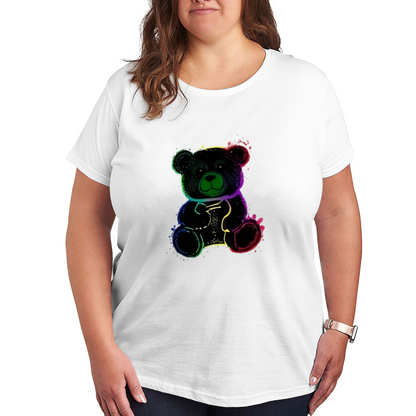 Neon Rainbow Splash Cute Teddy Bear Casual Top