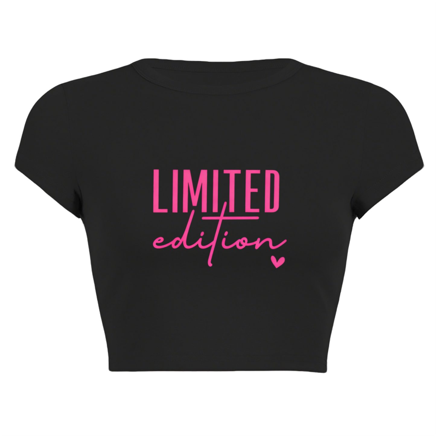 Limited Edition Pink Heart Trendy Black Crop Top