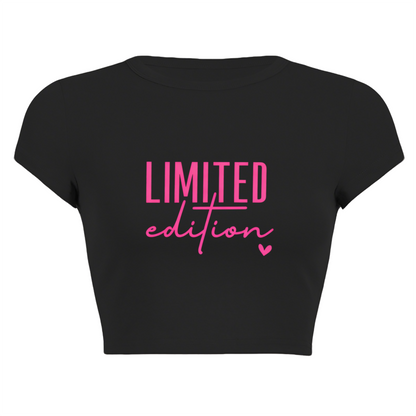 Limited Edition Pink Heart Trendy Black Crop Top