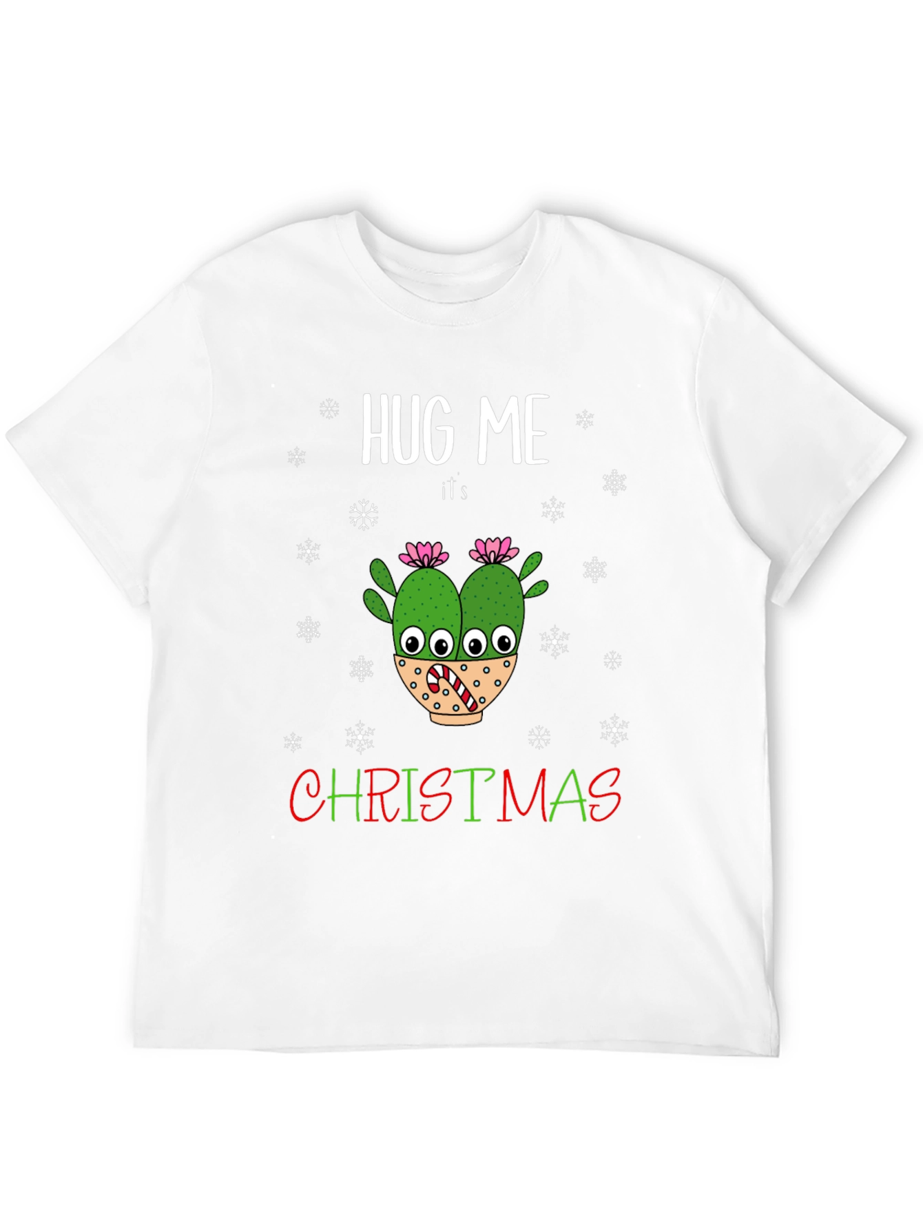 Hug Me Its Christmas T-Shirt Holiday Cactus