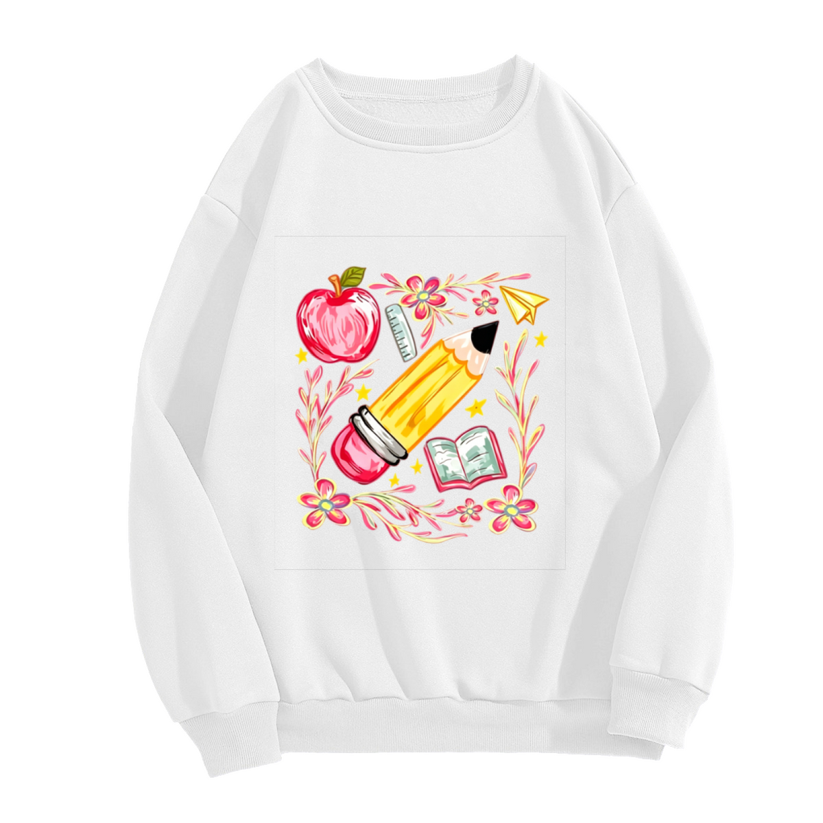 Teacher Life Pencil Apple Art Crewneck Sweatshirt