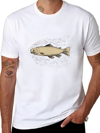 Mens Black Graphic Tee - Fish Design