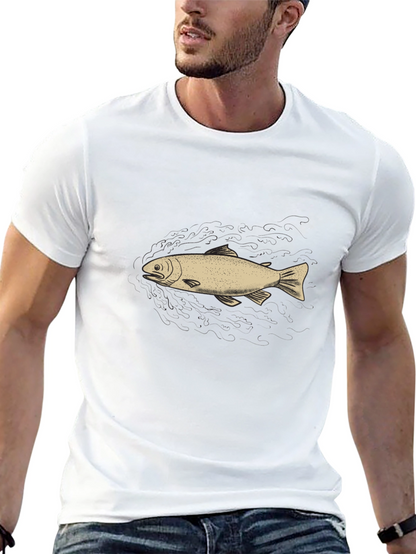 Mens Black Graphic Tee - Fish Design