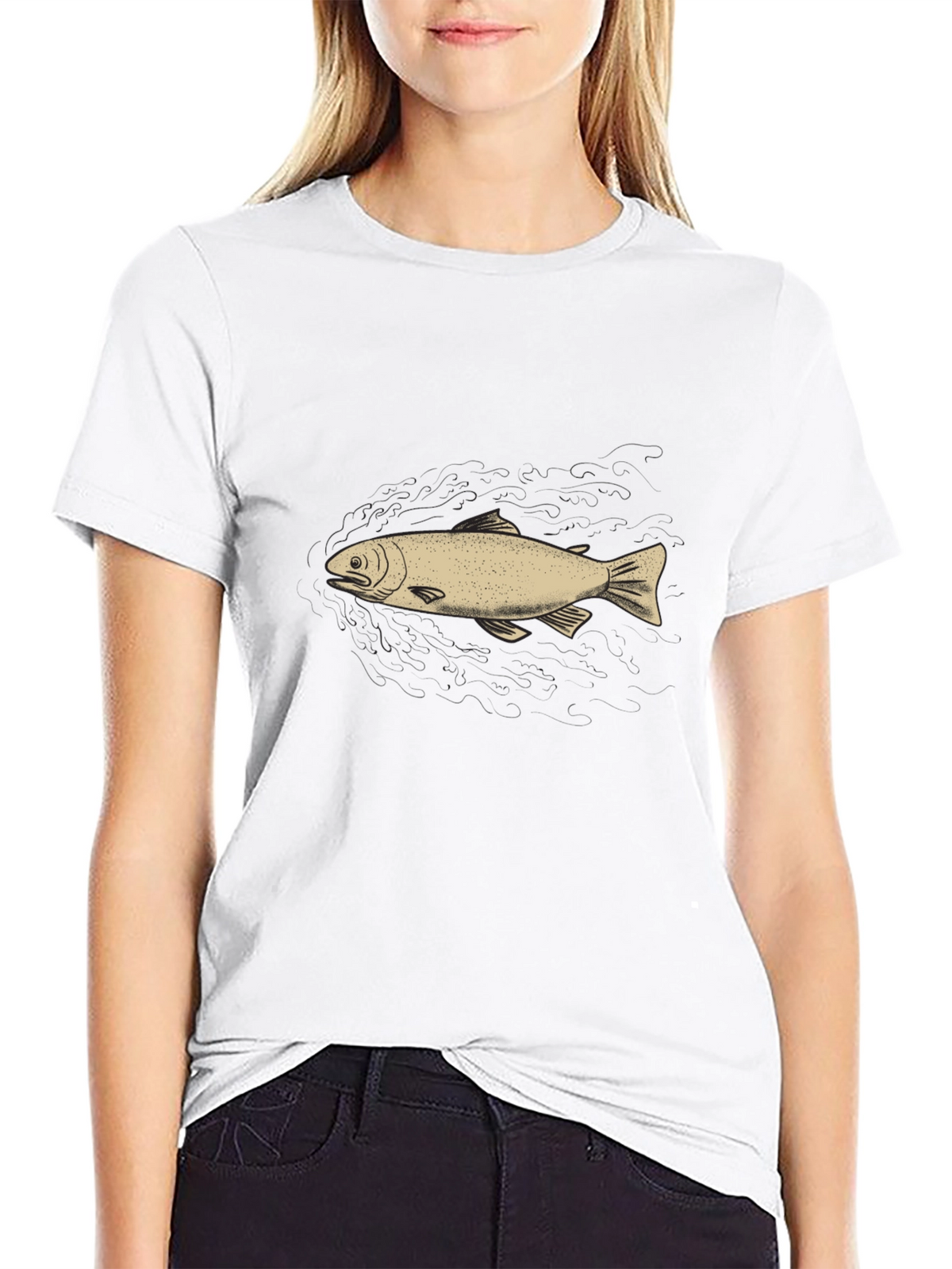 Mens Black Graphic Tee - Fish Design
