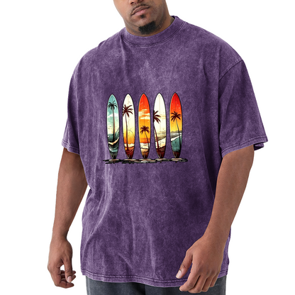 Retro Sunset Palm Tree Surfboards Beach Graphic