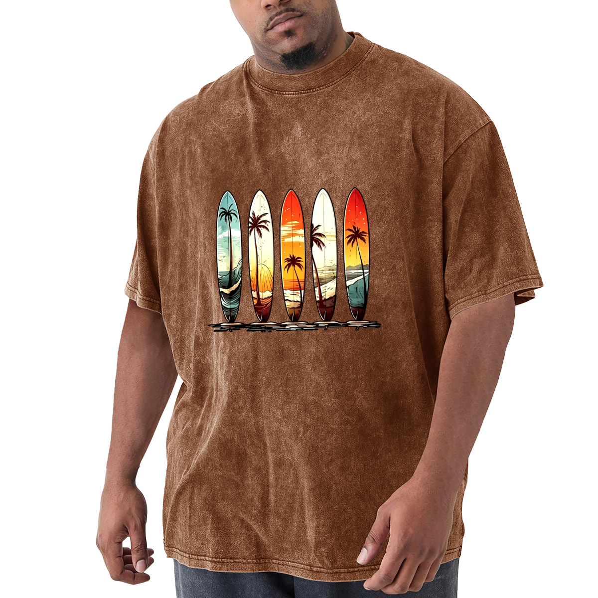 Retro Sunset Palm Tree Surfboards Beach Graphic