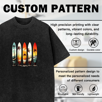Retro Sunset Palm Tree Surfboards Beach Graphic