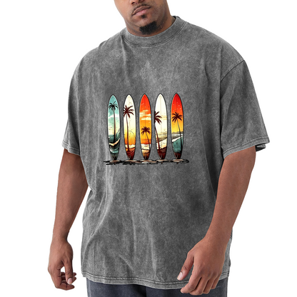 Retro Sunset Palm Tree Surfboards Beach Graphic