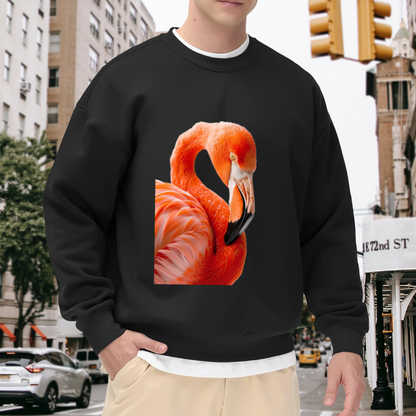 Realistic Flamingo Vivid Animal Art Graphic Crewneck Sweatshirt