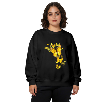 Brilliant Gold Monarch Butterflies Statement Crewneck Sweatshirt