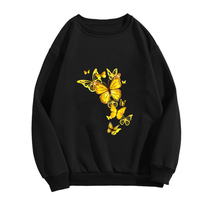 Brilliant Gold Monarch Butterflies Statement Crewneck Sweatshirt
