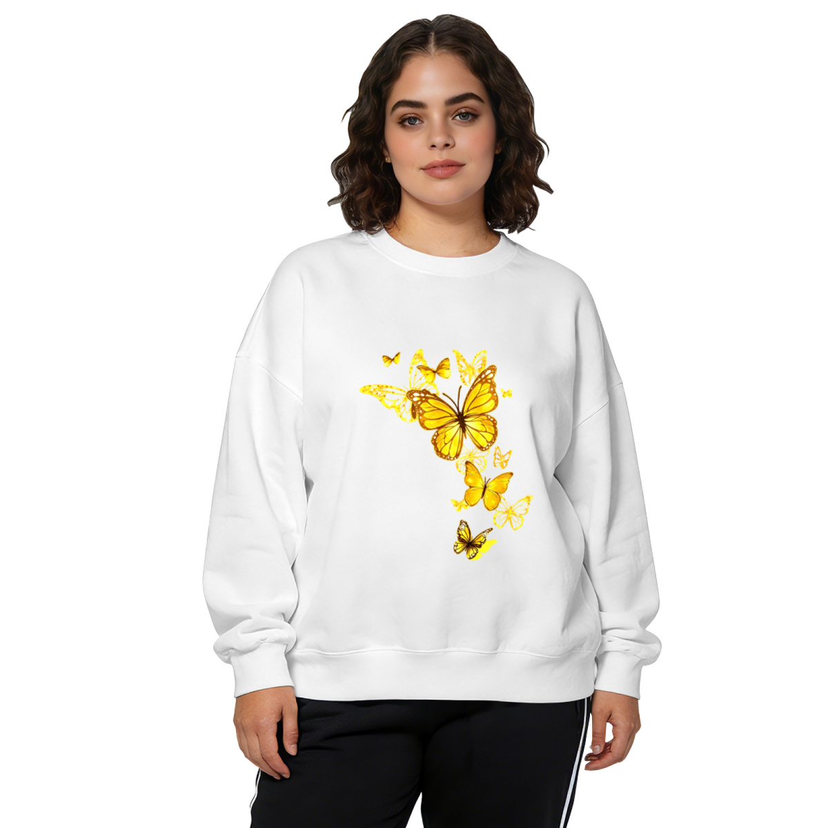 Brilliant Gold Monarch Butterflies Statement Crewneck Sweatshirt
