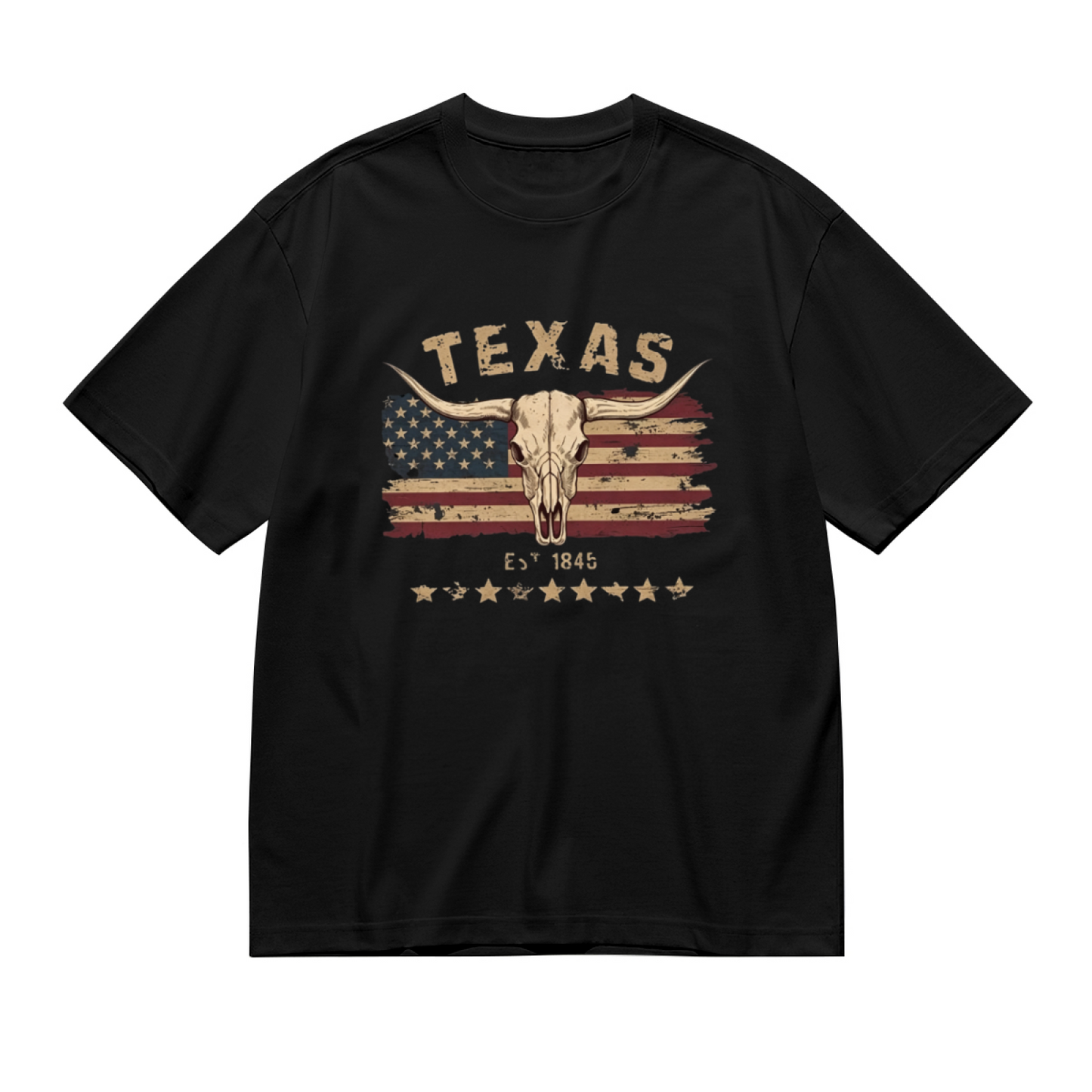Retro Texas Longhorn American Flag Western Tee