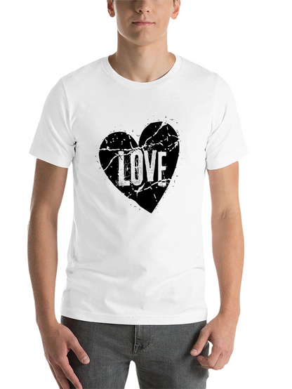 Distressed Love Heart Graphic Tee - Black