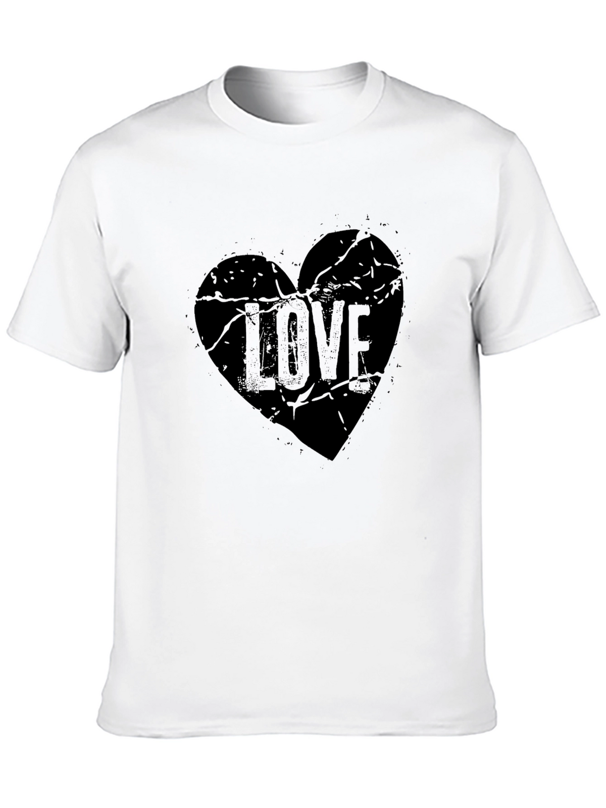 Distressed Love Heart Graphic Tee - Black