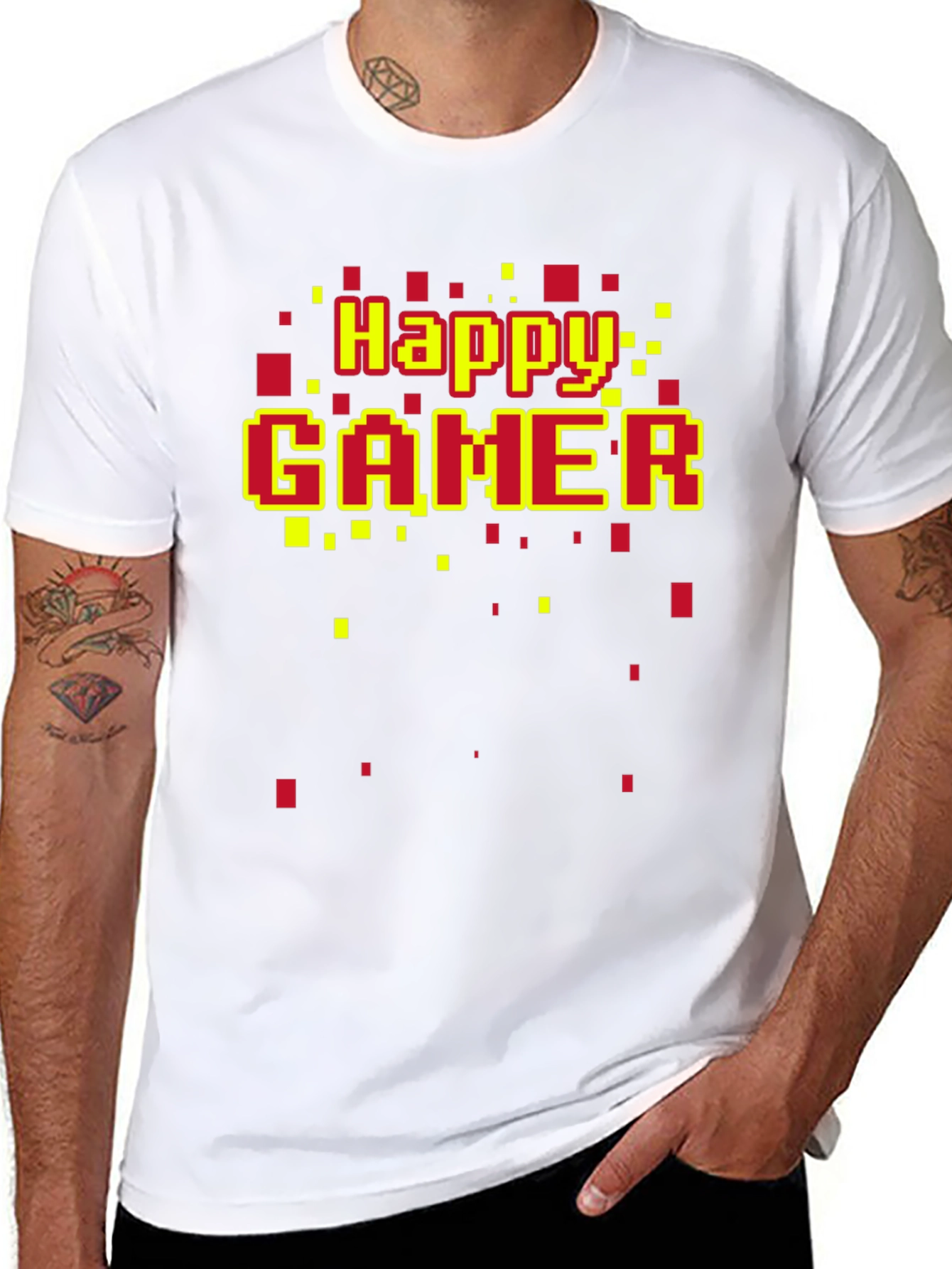 Happy Gamer T-Shirt - Retro Pixel Style