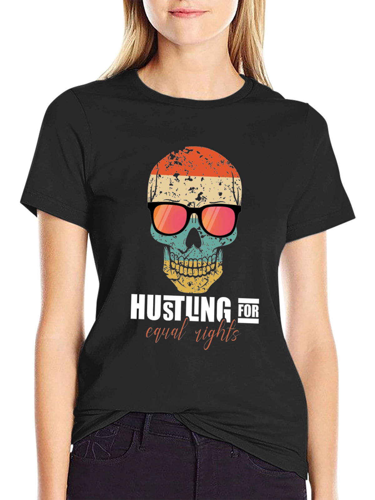 Hustling for Equal Rights Skull T-Shirt