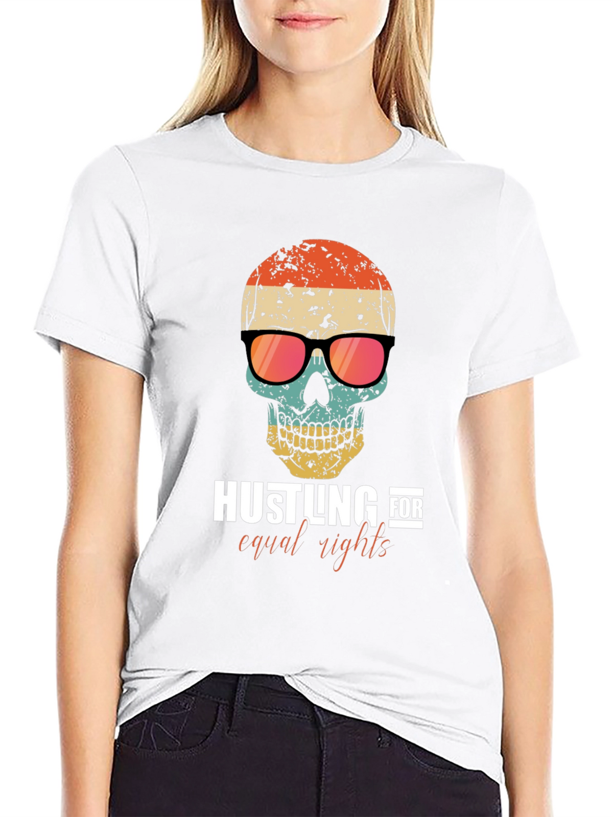 Hustling for Equal Rights Skull T-Shirt