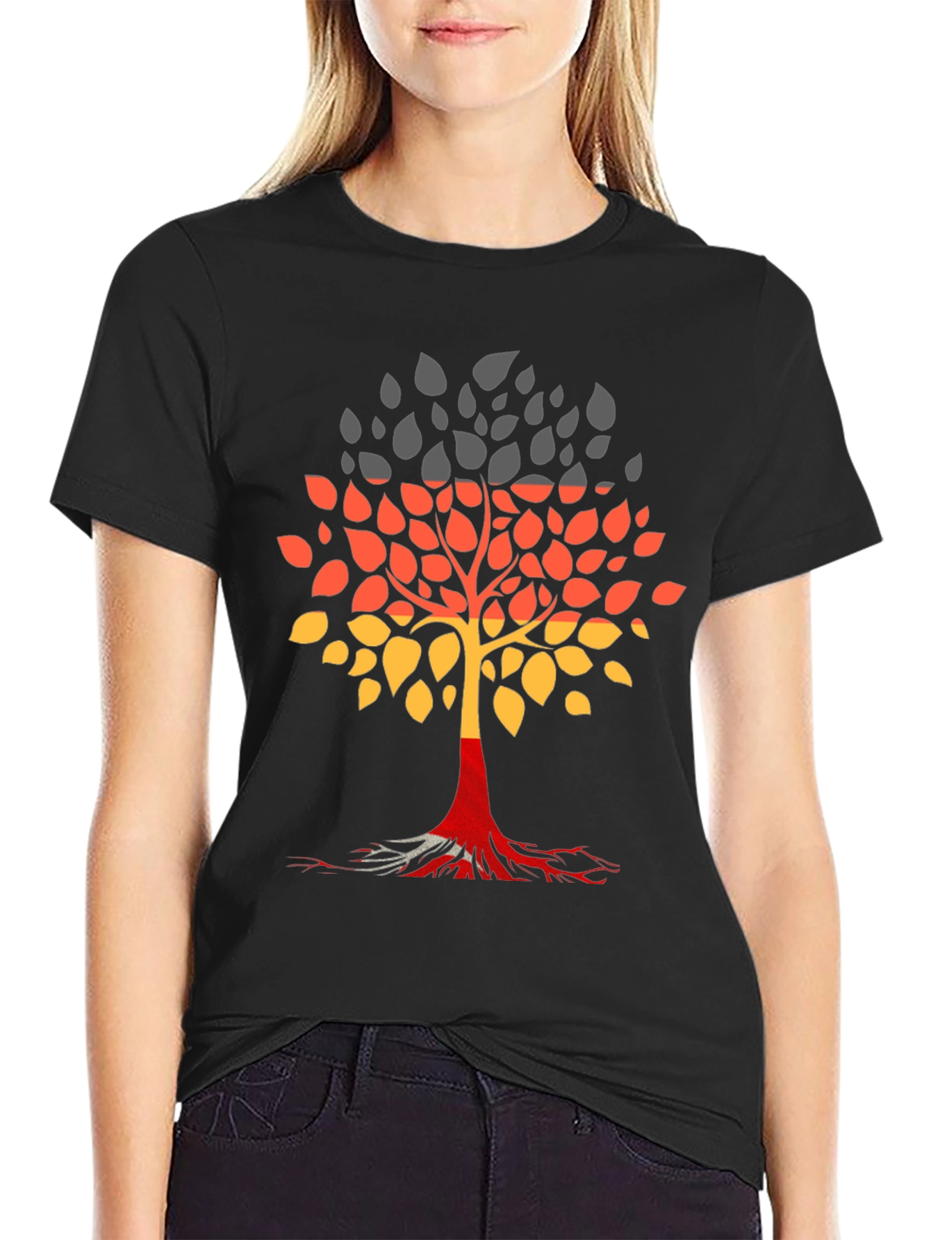 Germany Flag Tree Graphic Tee - Black