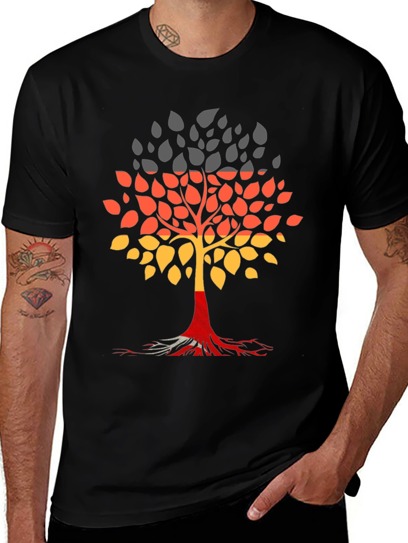 Germany Flag Tree Graphic Tee - Black