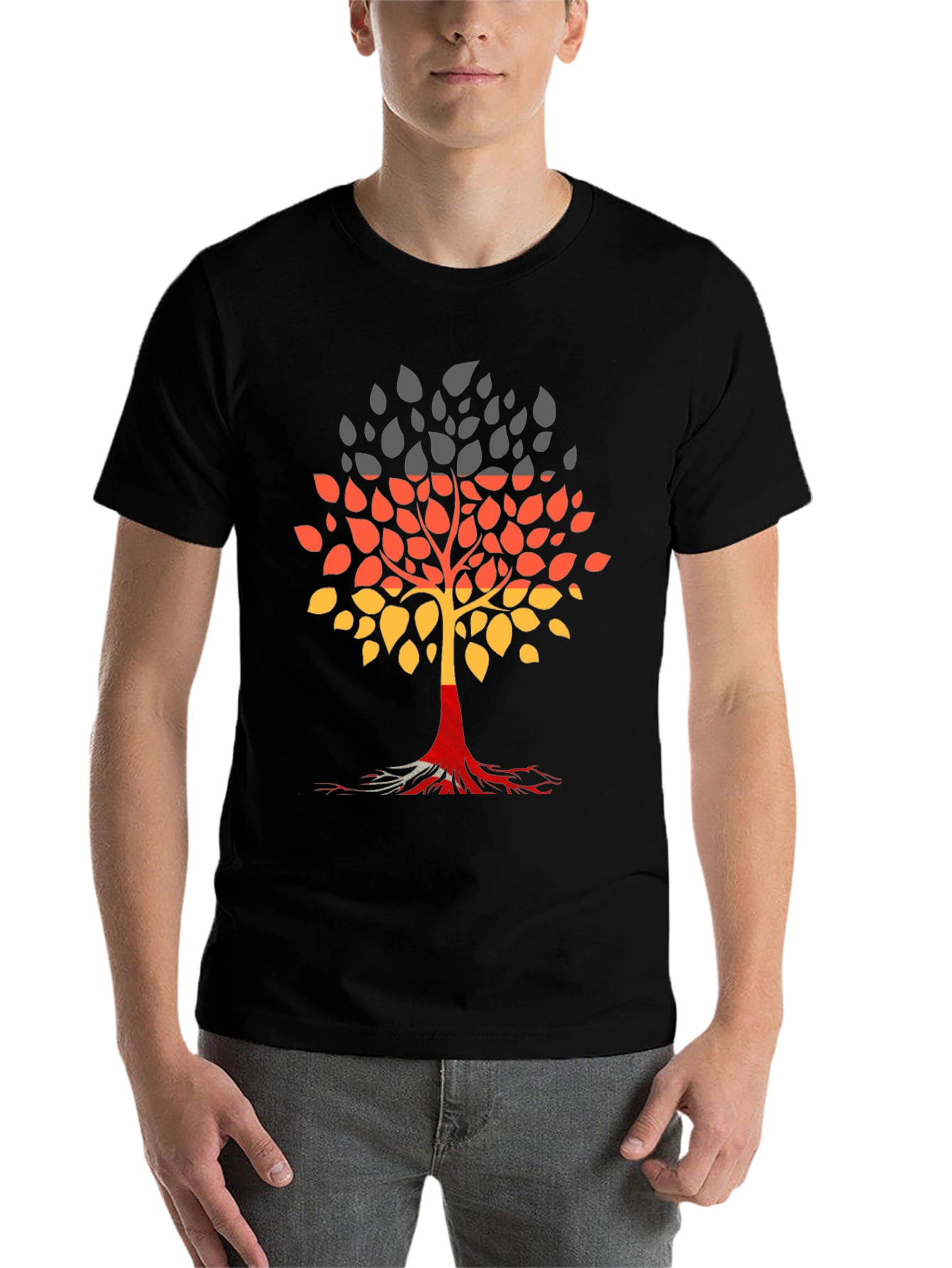 Germany Flag Tree Graphic Tee - Black