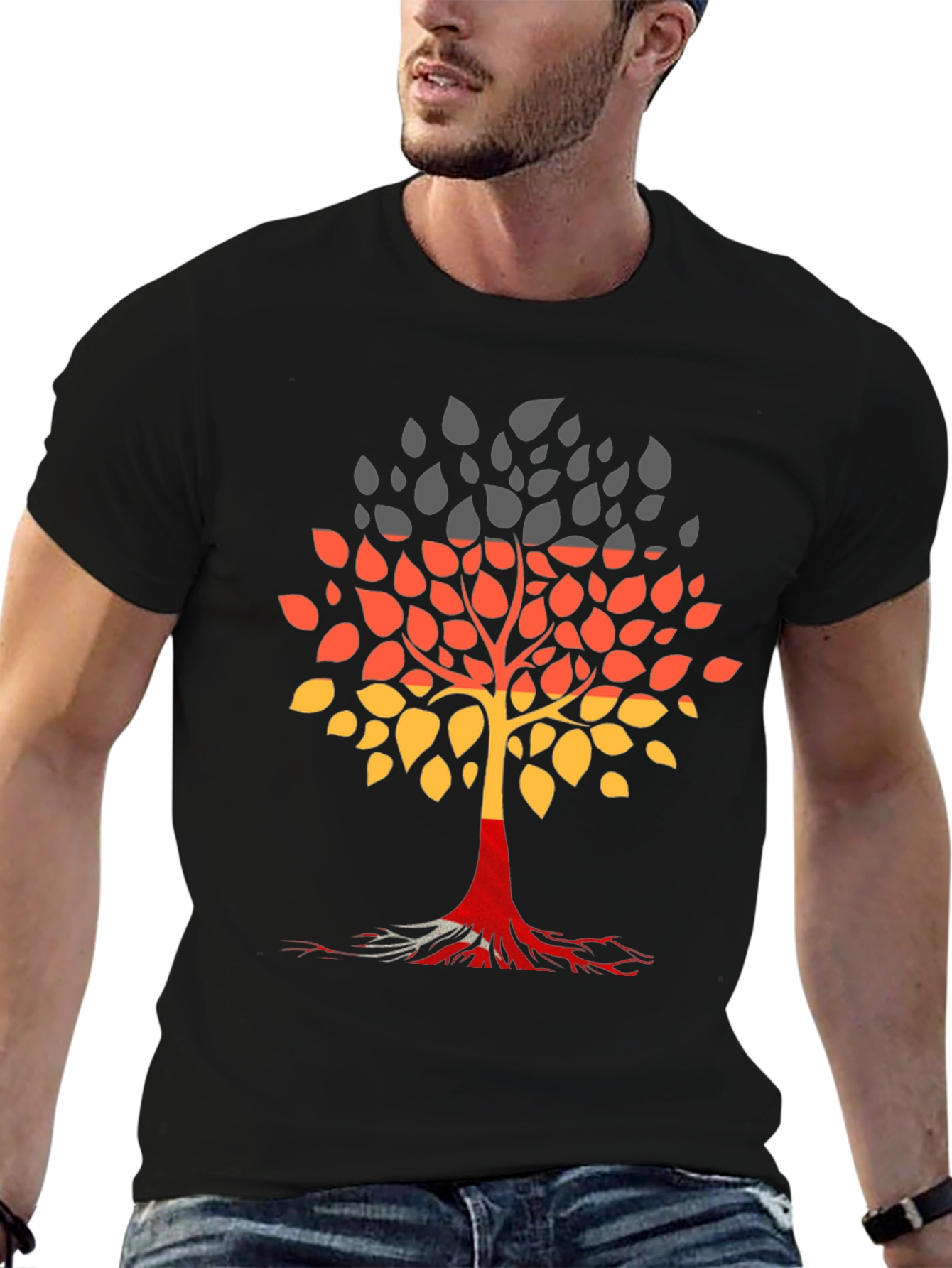 Germany Flag Tree Graphic Tee - Black